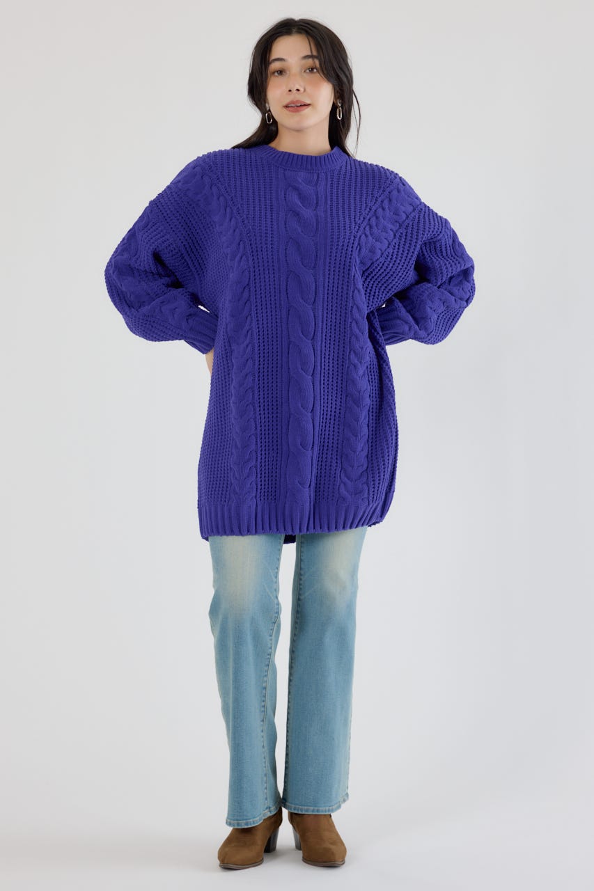 ケーブルモールニットワンピース PUR FREE