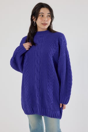 ケーブルモールニットワンピース