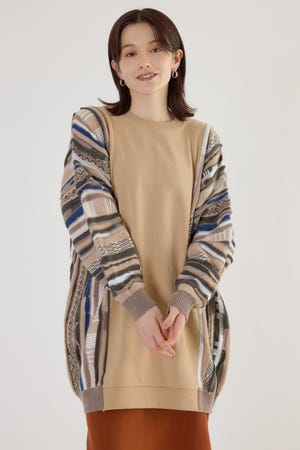 3D マルチカラーニットドッキングチュニック