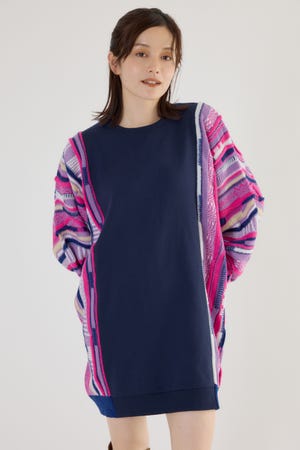 3D マルチカラーニットドッキングチュニック