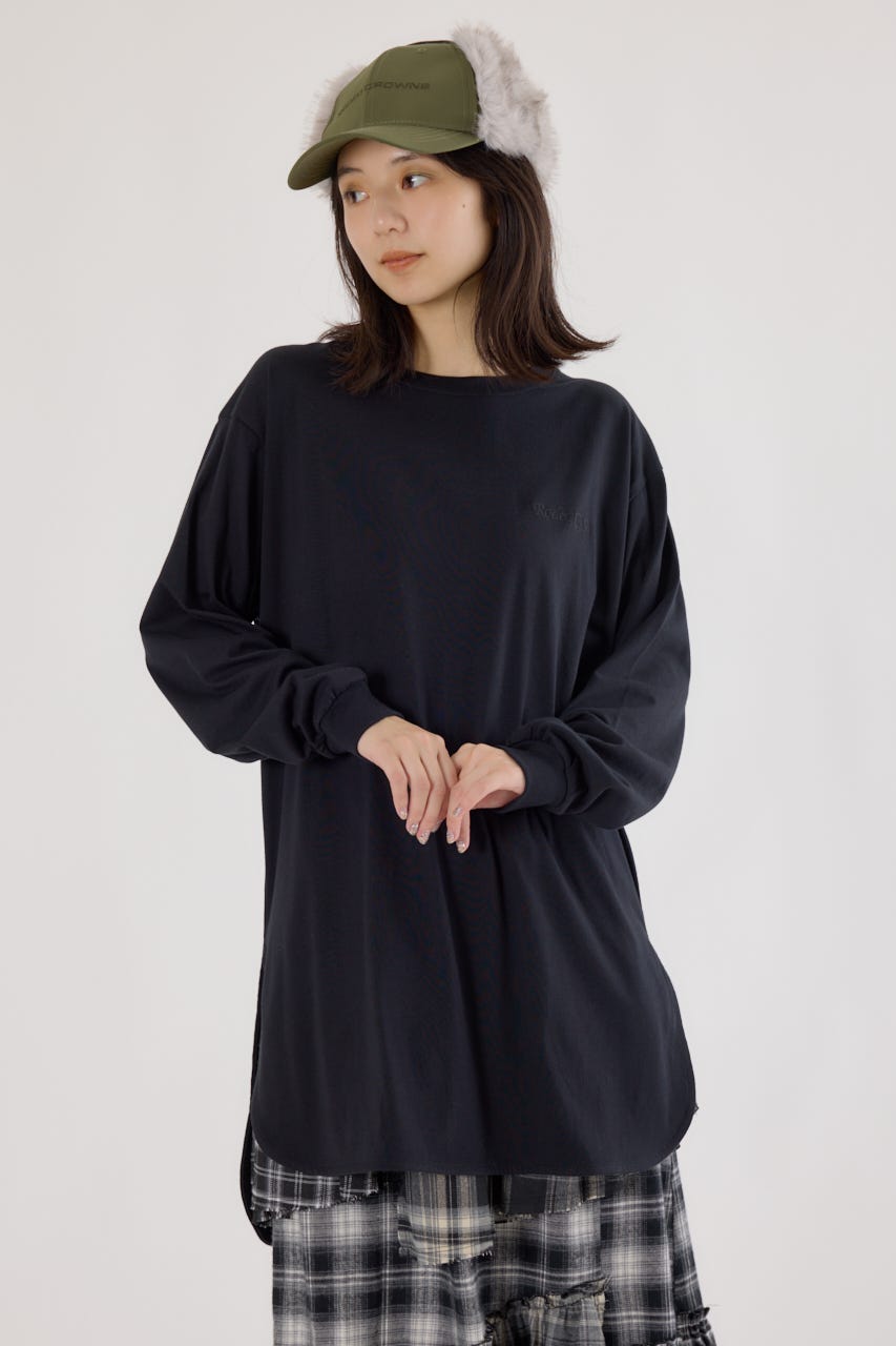 ラウンドヘムロングスリーブTシャツ BLK FREE