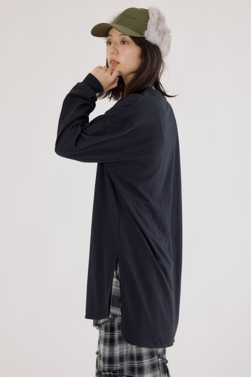 ラウンドヘムロングスリーブTシャツ BLK FREE