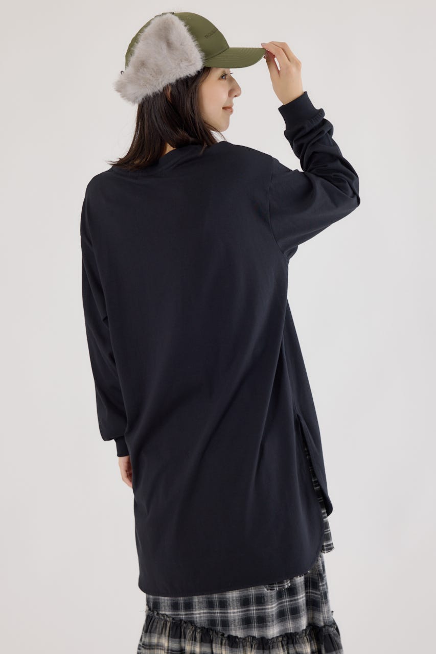 ラウンドヘムロングスリーブTシャツ BLK FREE