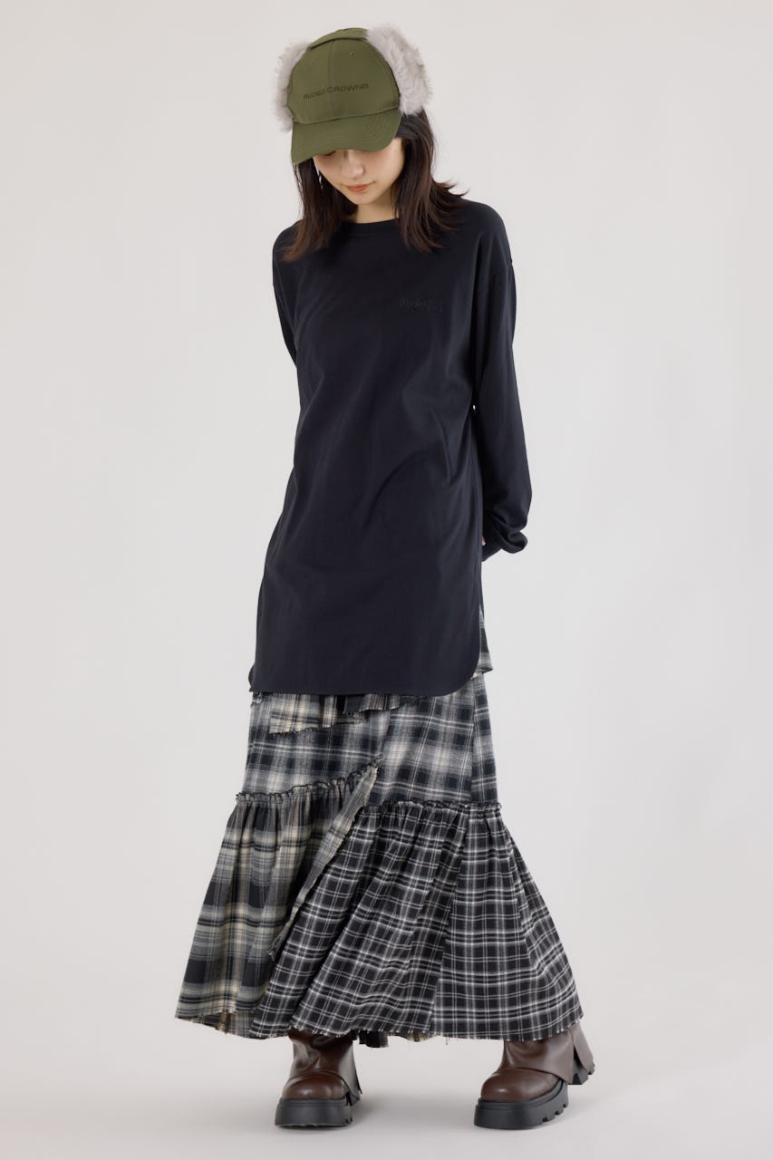 ラウンドヘムロングスリーブTシャツ BLK FREE