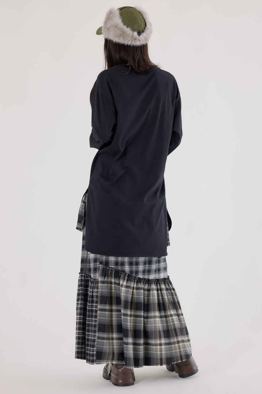 ラウンドヘムロングスリーブTシャツ BLK FREE