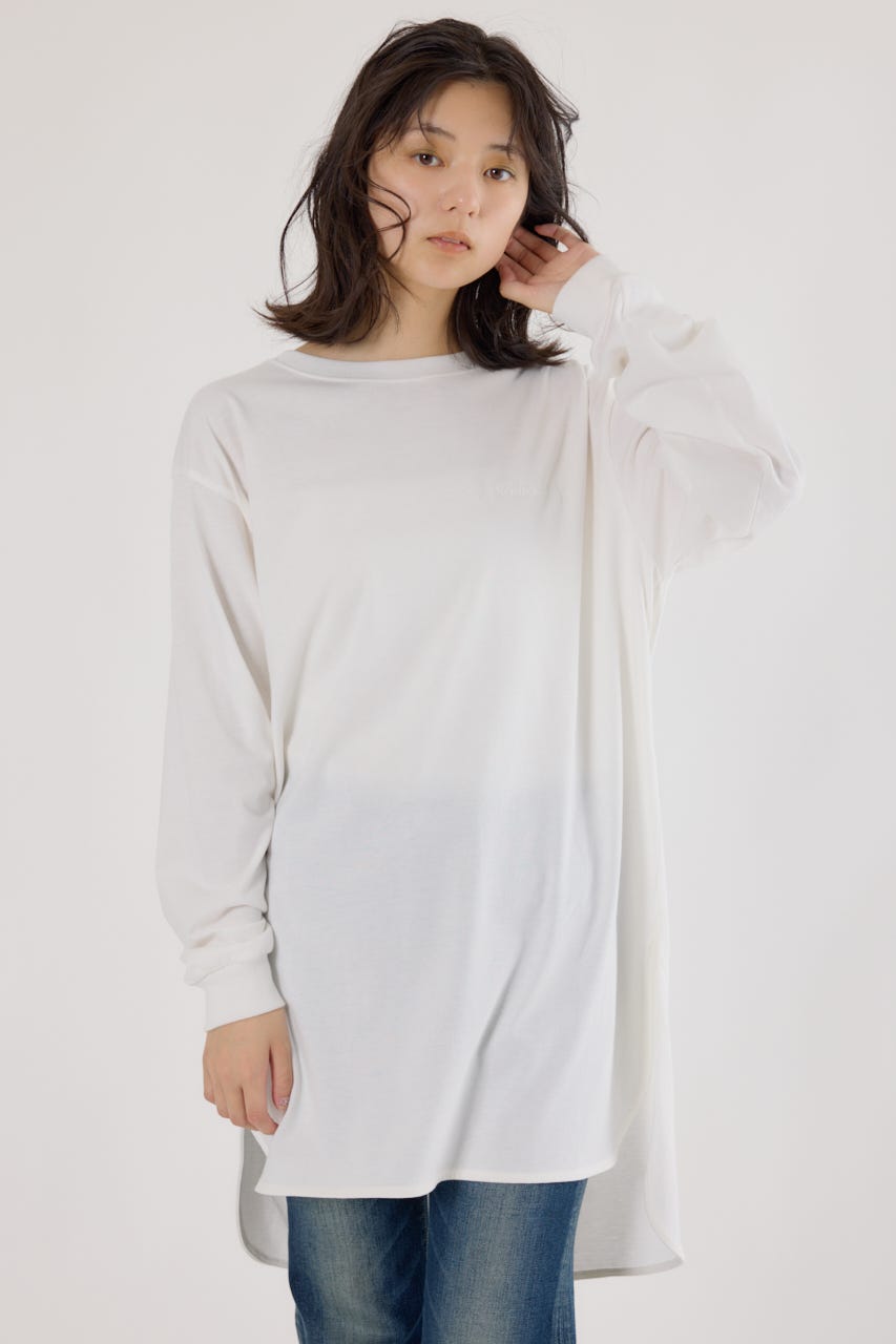 ラウンドヘムロングスリーブTシャツ O/WHT FREE