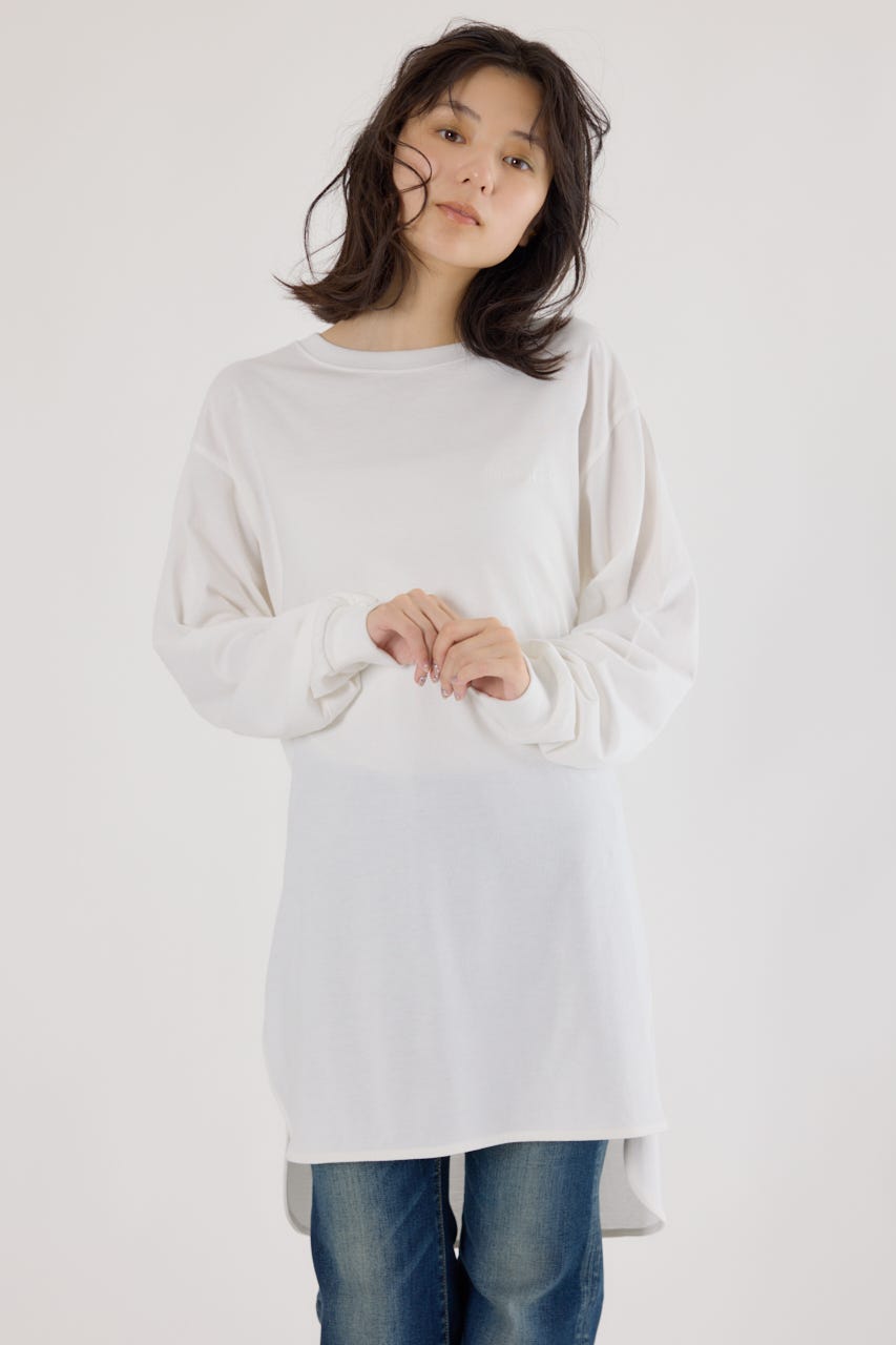 ラウンドヘムロングスリーブTシャツ O/WHT FREE