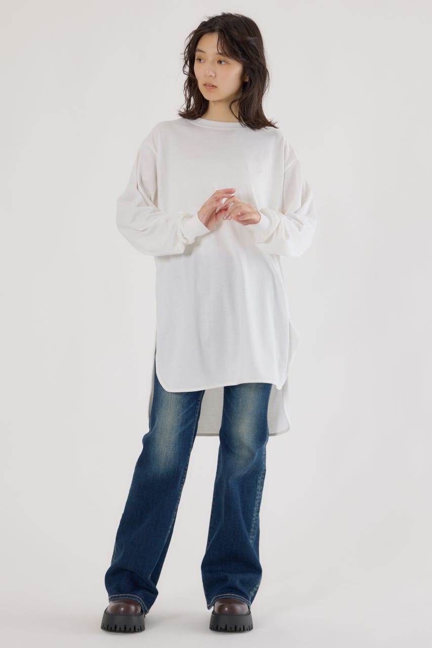 ラウンドヘムロングスリーブTシャツ O/WHT FREE