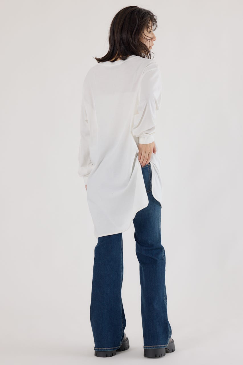 ラウンドヘムロングスリーブTシャツ O/WHT FREE