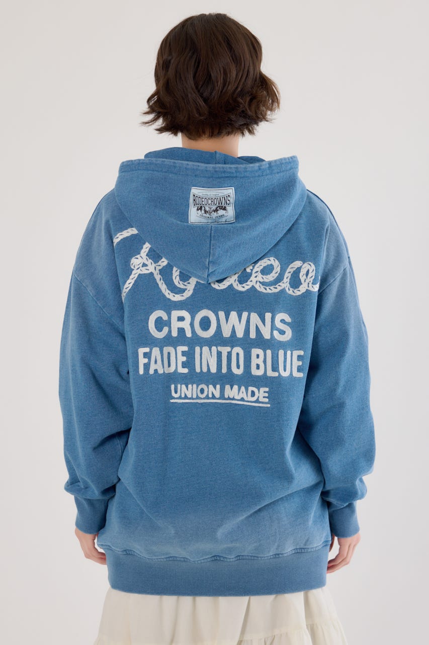 インディゴ裏毛ビッグジップパーカー L/BLU FREE