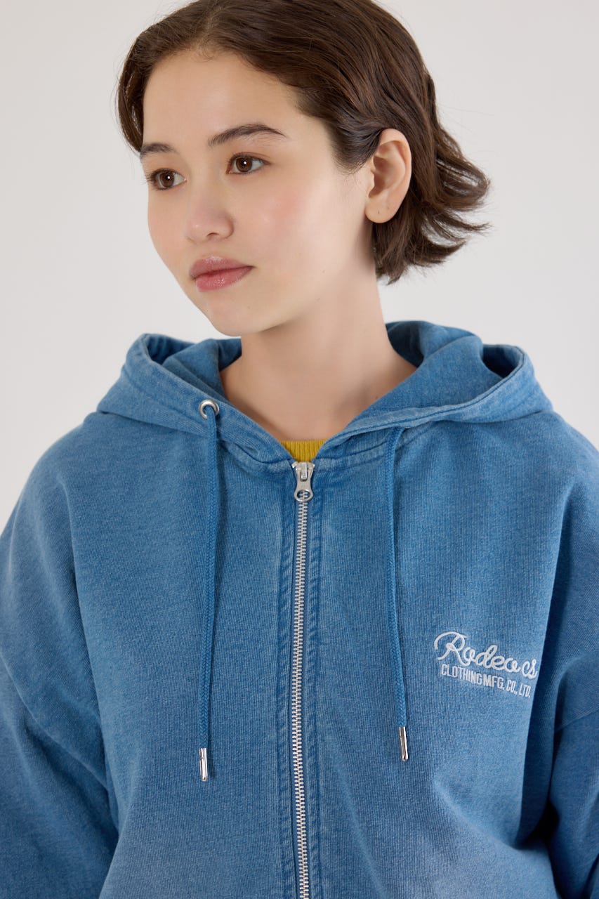 インディゴ裏毛ビッグジップパーカー L/BLU FREE