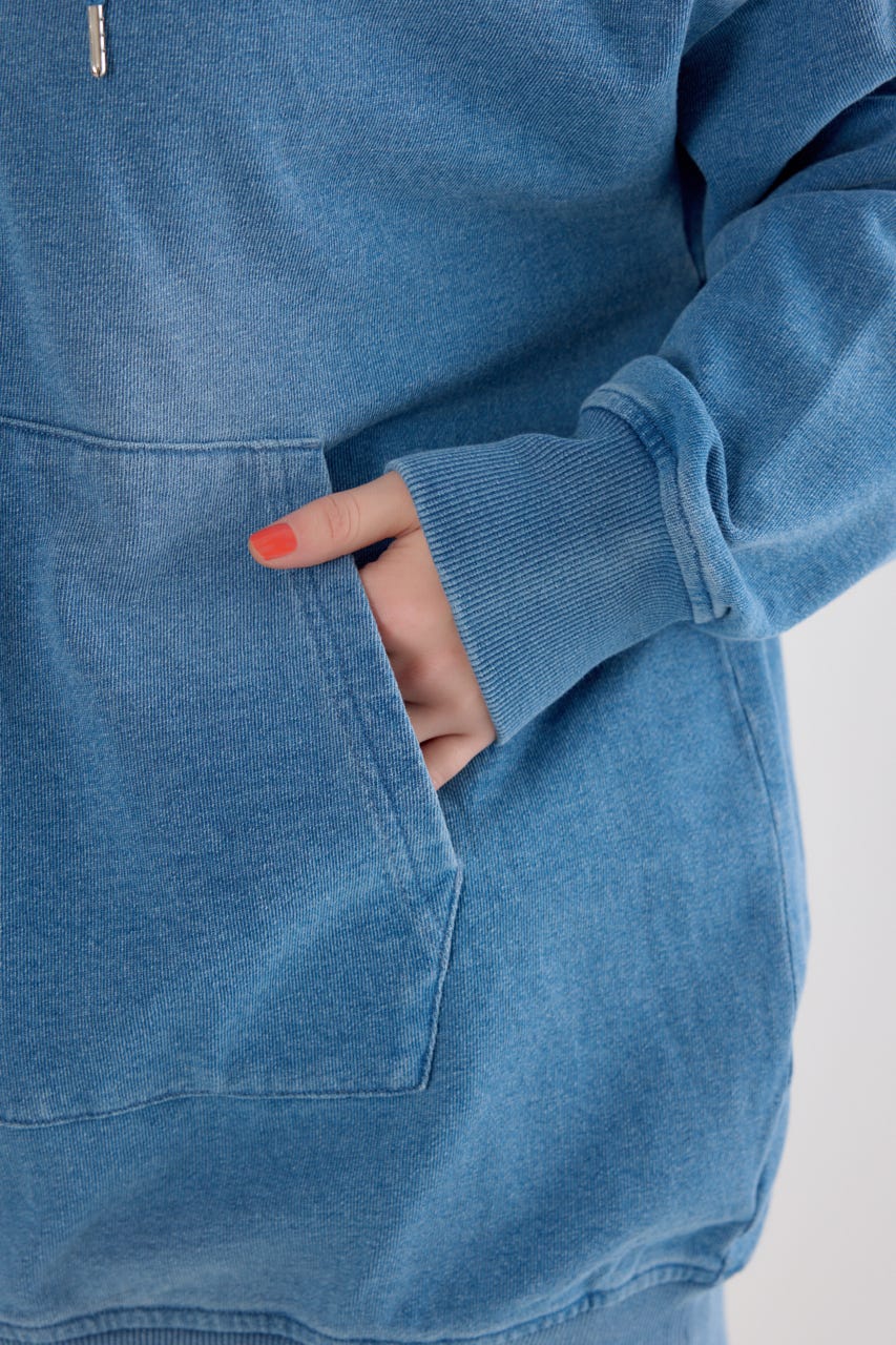 インディゴ裏毛ビッグジップパーカー L/BLU FREE