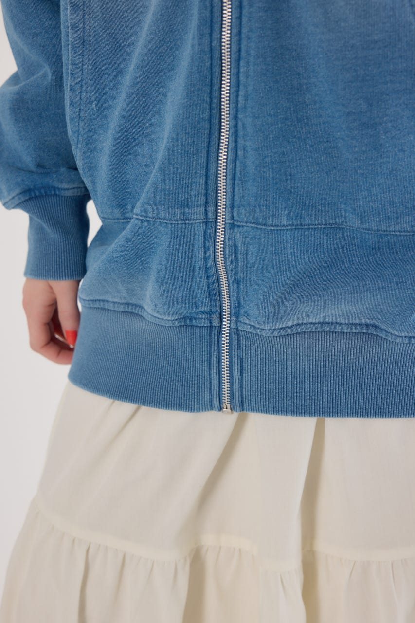 インディゴ裏毛ビッグジップパーカー L/BLU FREE