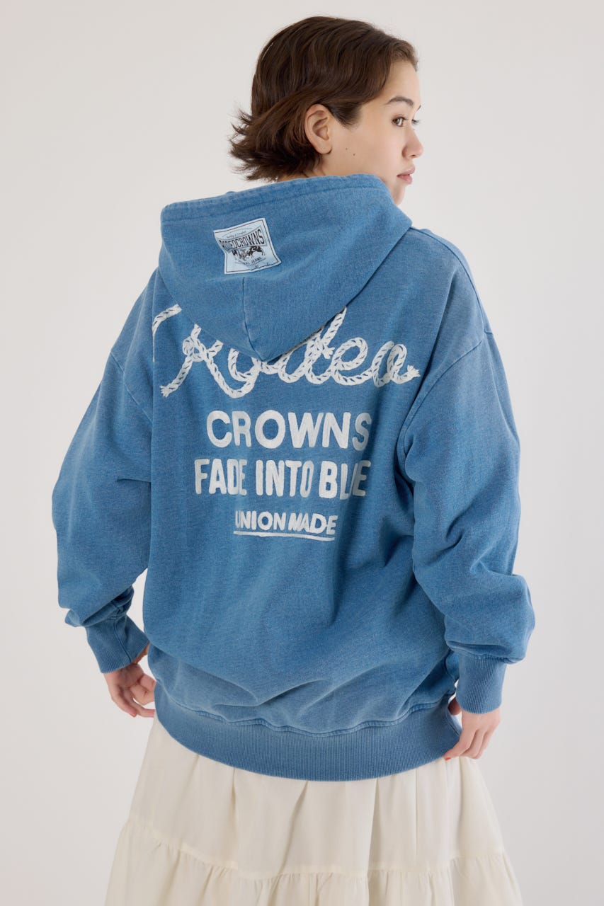 インディゴ裏毛ビッグジップパーカー L/BLU FREE