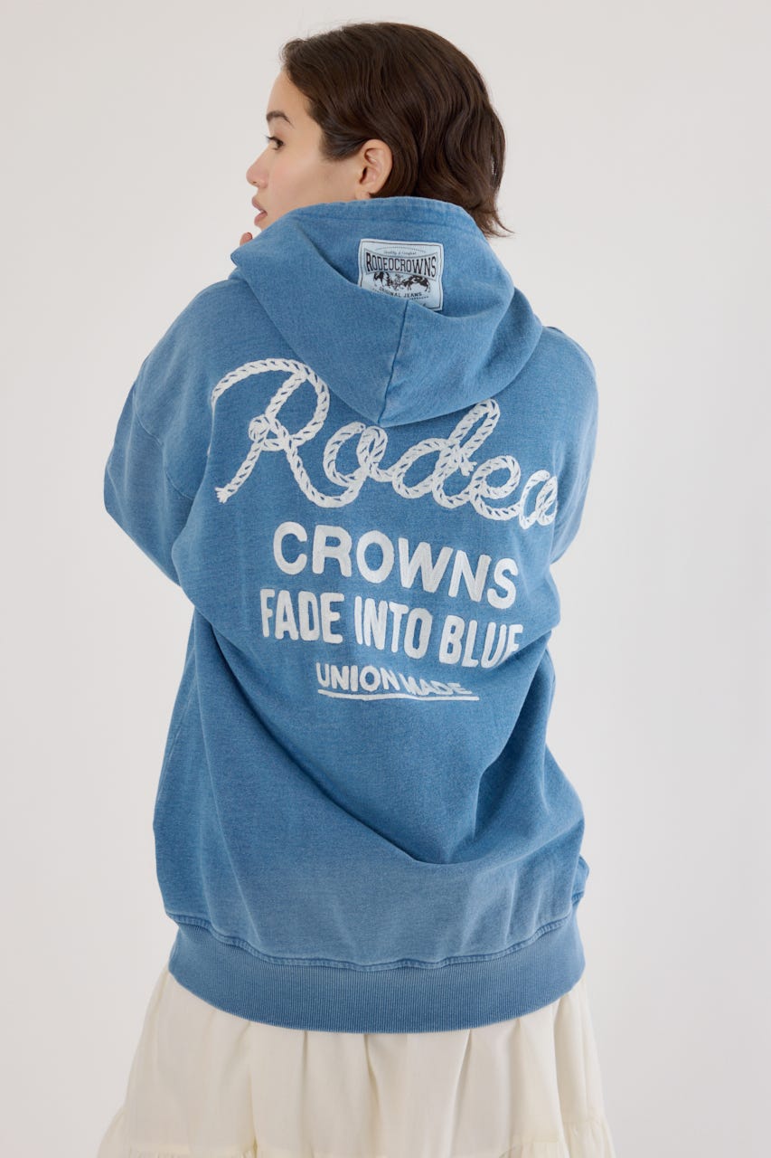 インディゴ裏毛ビッグジップパーカー L/BLU FREE