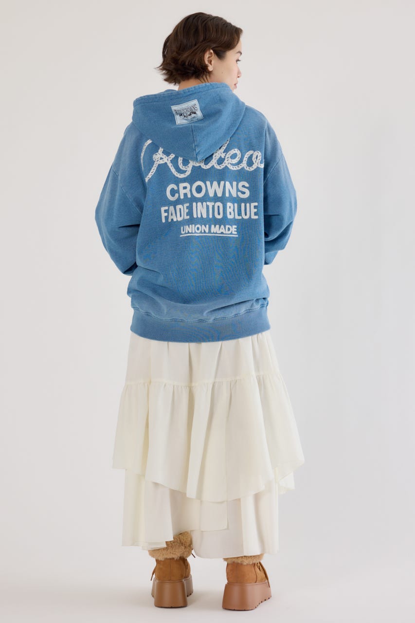 インディゴ裏毛ビッグジップパーカー L/BLU FREE