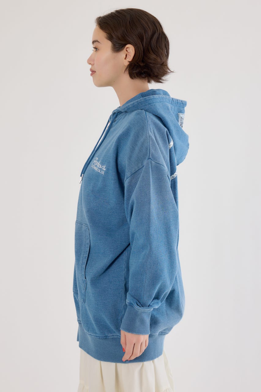 インディゴ裏毛ビッグジップパーカー L/BLU FREE