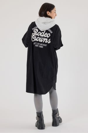 フード付きコーデュロイシャツワンピース