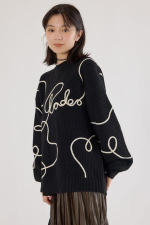 Embroideryラインロゴニットトップス