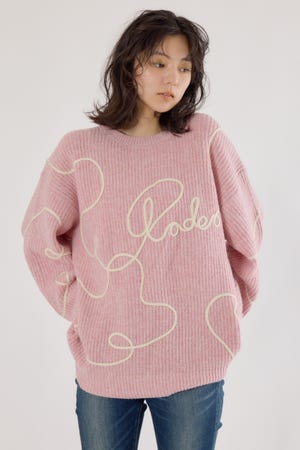 Embroideryラインロゴニットトップス