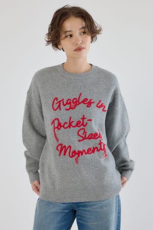 Frayed Lettering ニットトップス