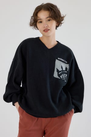 バックバイカラーロゴニットトップス