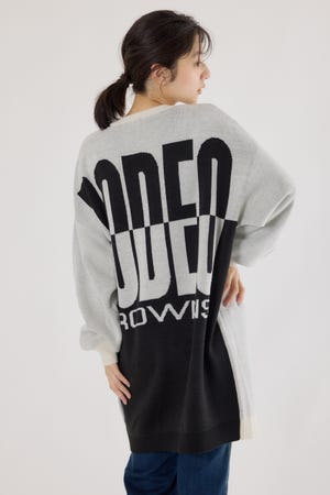 バックバイカラーロゴニットワンピース