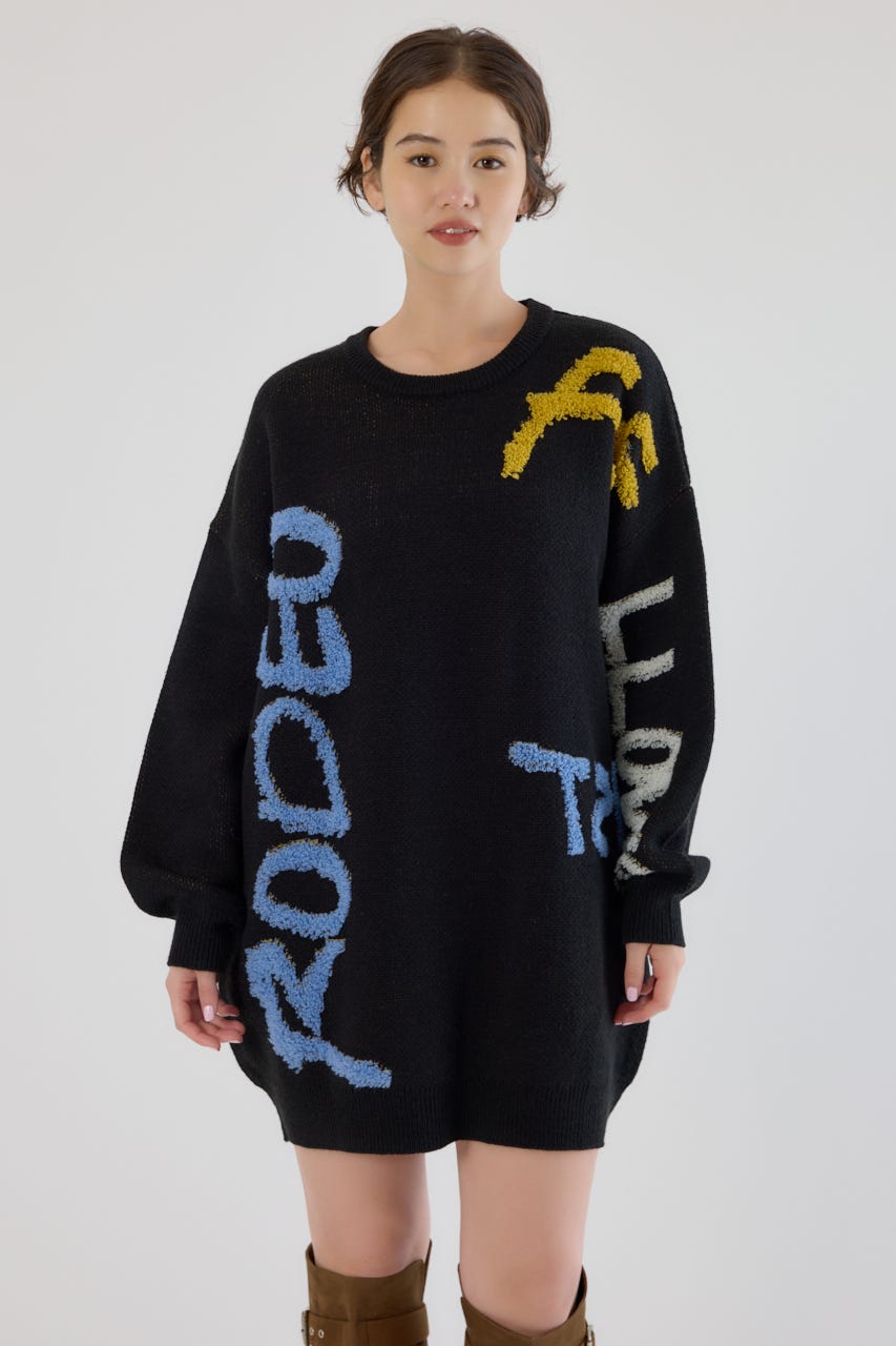 レタリングロゴニットワンピース BLK FREE