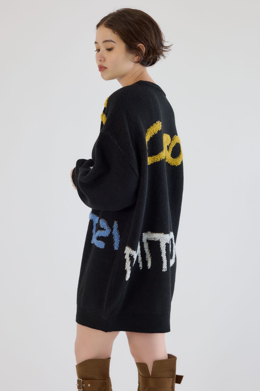 レタリングロゴニットワンピース BLK FREE