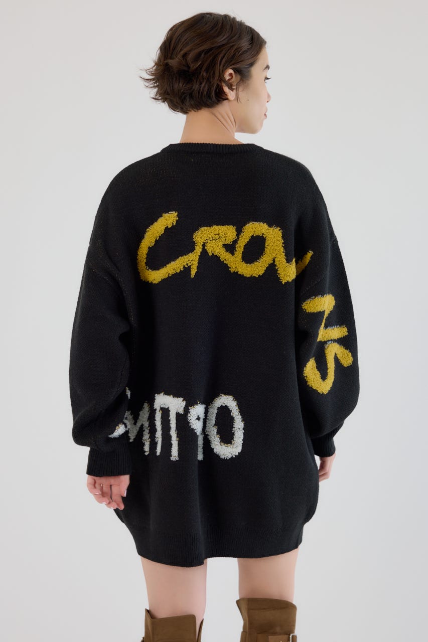 レタリングロゴニットワンピース BLK FREE