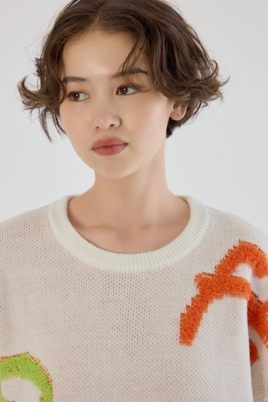 レタリングロゴニットワンピース O/WHT FREE