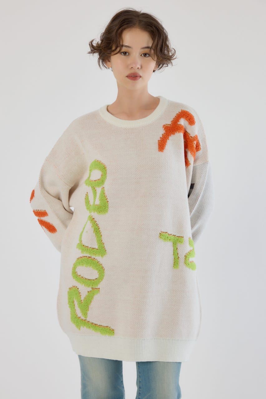 レタリングロゴニットワンピース O/WHT FREE