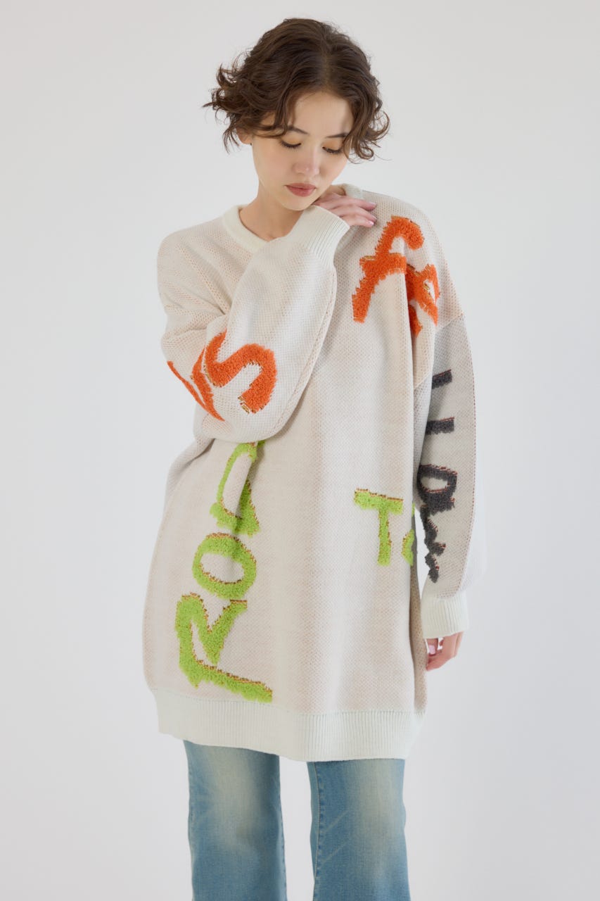 レタリングロゴニットワンピース O/WHT FREE