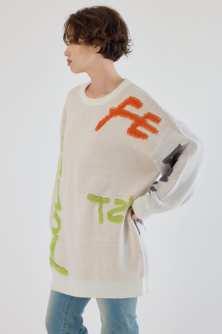 レタリングロゴニットワンピース O/WHT FREE