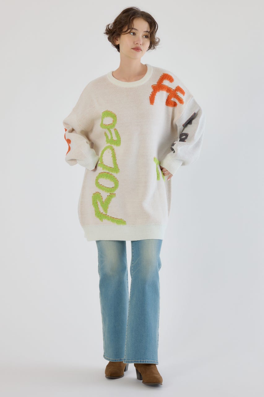 レタリングロゴニットワンピース O/WHT FREE