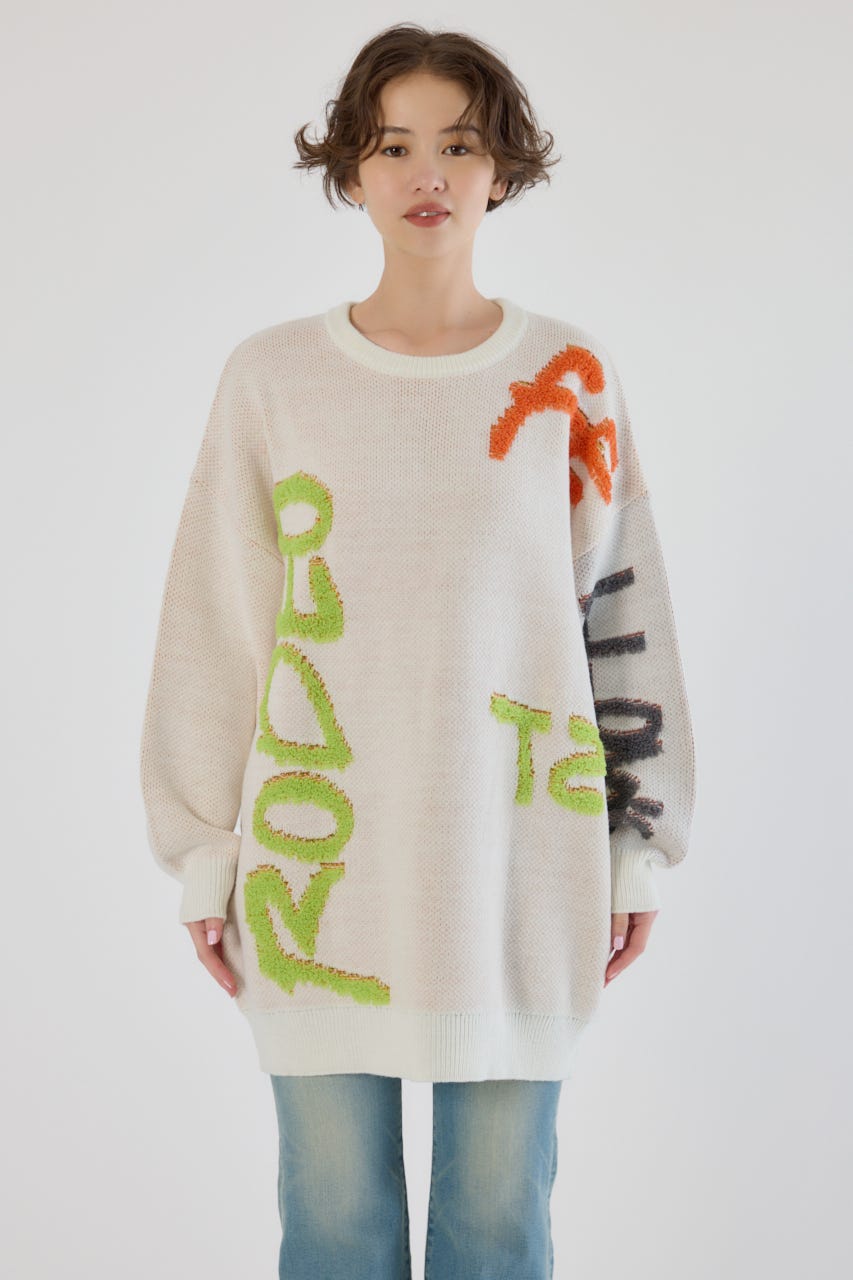 レタリングロゴニットワンピース O/WHT FREE