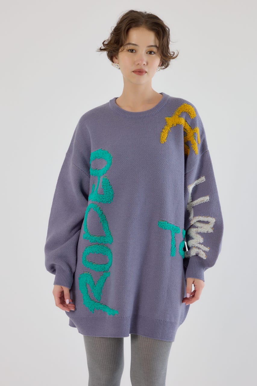 レタリングロゴニットワンピース PUR FREE