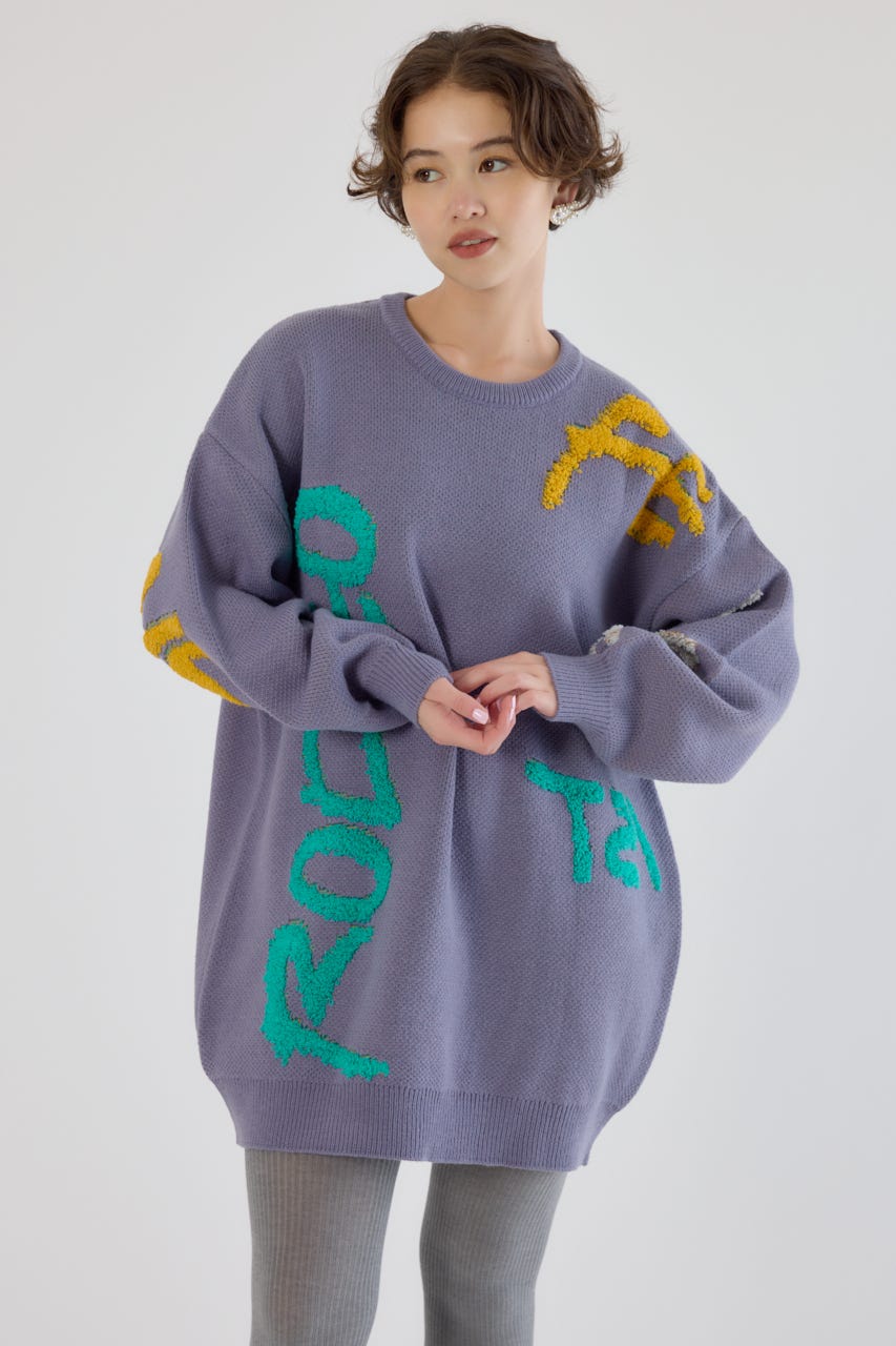 レタリングロゴニットワンピース PUR FREE