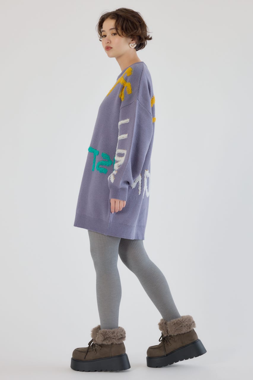 レタリングロゴニットワンピース PUR FREE