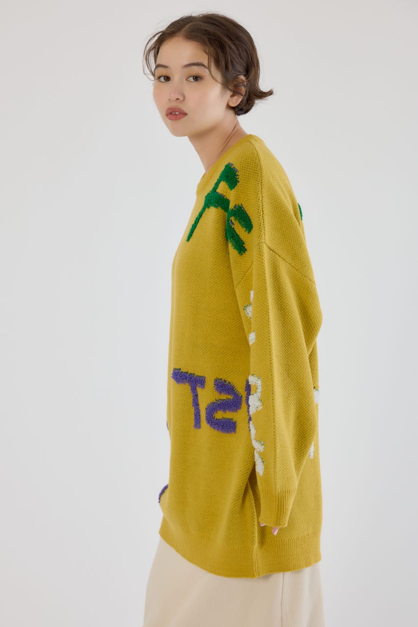 レタリングロゴニットワンピース YEL FREE