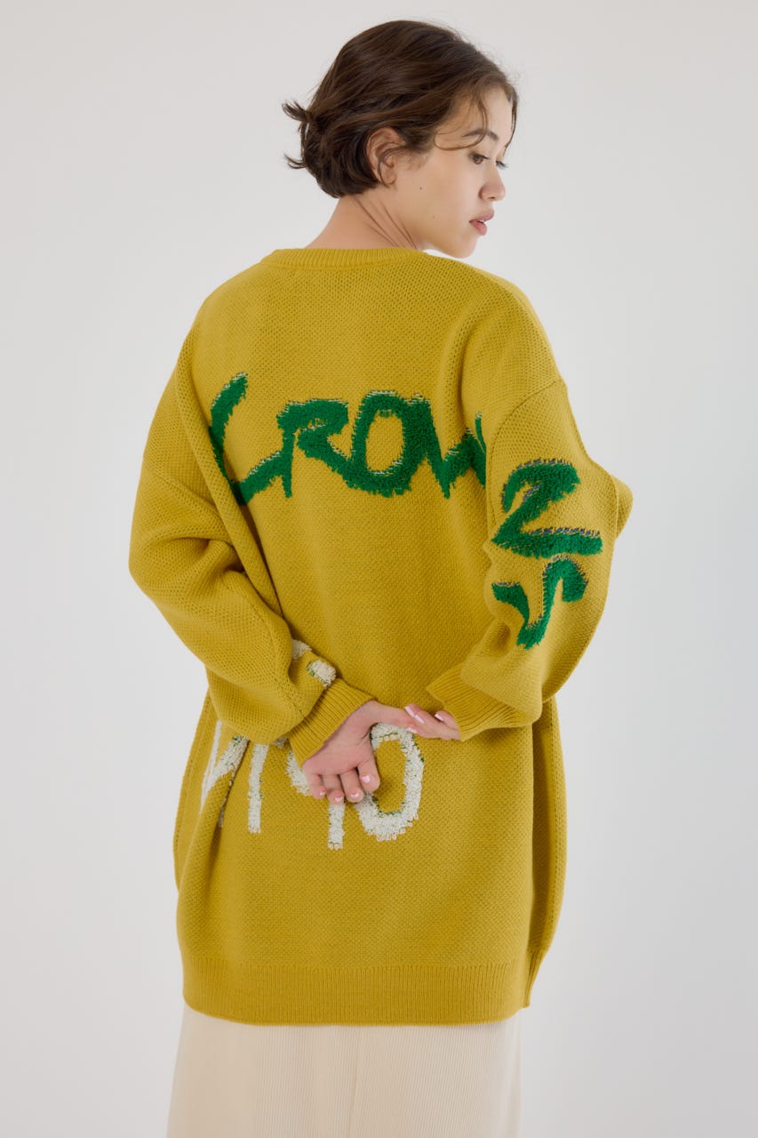 レタリングロゴニットワンピース YEL FREE