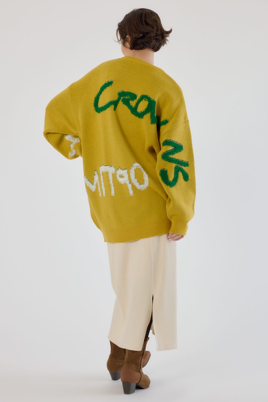 レタリングロゴニットワンピース YEL FREE