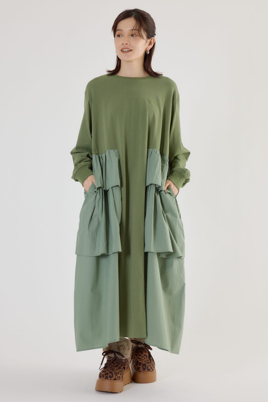 Plantation ドッキングカラー ワンピース ゆったり 日本製 RODEO CROWNS WIDE BOWL | ドッキングフリルワンピース