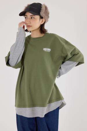 ルーズレイヤードライクスウェットトップス