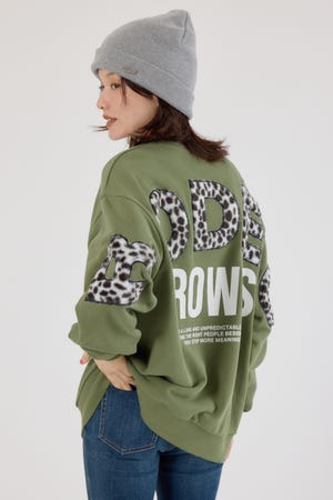 アニマルフェイクファーアップリケスウェットトップス