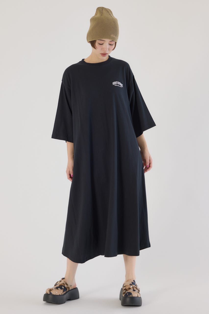 【ルネ 】ブラウンマキシ丈ワンピース RODEO CROWNS WIDE BOWL | 7分丈袖マキシワンピース (ワンピース