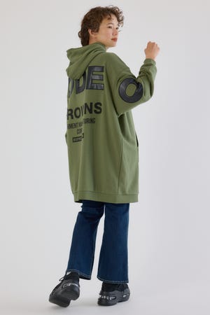 フェイクレザーパッチパーカーワンピース