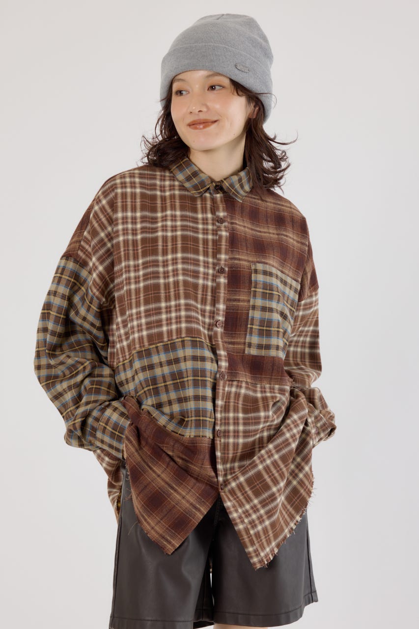 RODEO CROWNS WIDE BOWLのパッチワークチェックシャツ