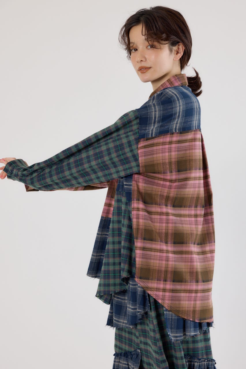 パッチワークチェックシャツ Multi_1 FREE