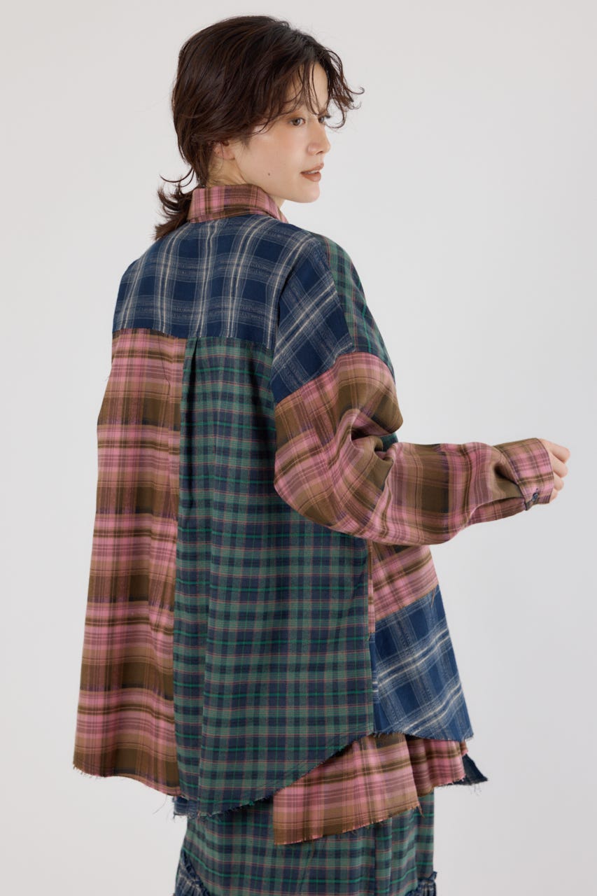 パッチワークチェックシャツ Multi_1 FREE